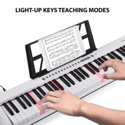 Piano eletrônico multifuncional com teclado iluminado, Instrumento musical portátil, 61 teclas, Piano digital - Image 5