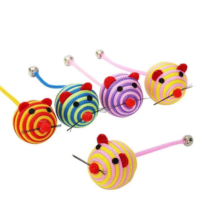 Brinquedo Interativo Bell Stripe para Gatos Pequenos - Treinamento Divertido com Rato de Pelúcia e Acessórios para Pets