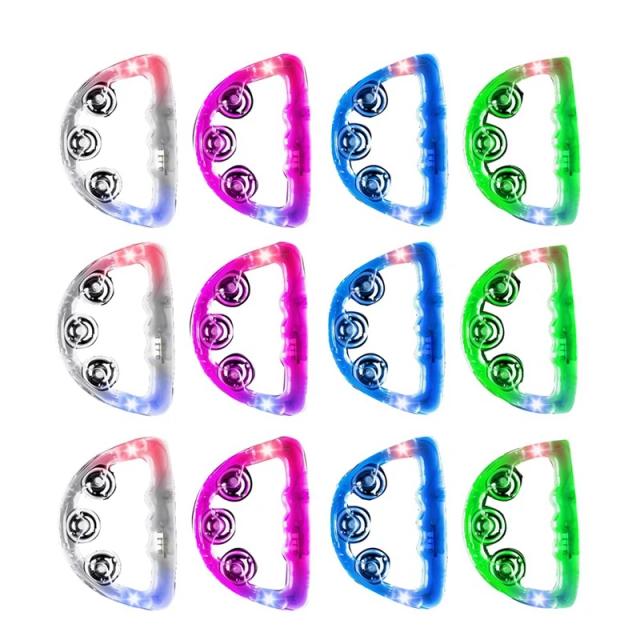 Pandeiro LED Brilhante com 12 Luzes Piscantes - Instrumento de Percussão Portátil e Musical