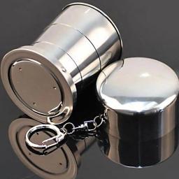 Aço inoxidável dobrável copo retrátil, Copos pretos para viajar, Copa dobrável ao ar livre, 75ml - Image 2