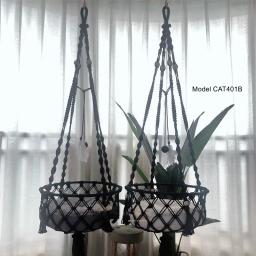 Grande macrame gato rede pendurado balanço gato cão filhote de cachorro cama cesta casa pet gato acessórios brinquedo com corda sisal bola pena - Image 2