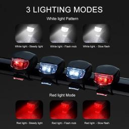 Silicone LED Bike Luzes À Prova D' Água Bicicleta Cabeça Frente Luz Ciclismo Roda Flash Lâmpada Traseira Noite Aviso Taillight - Image 3