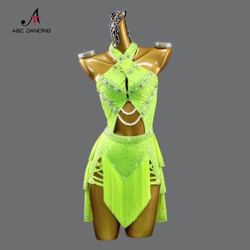 Roupas de dança latina feminina linha traje novo vestido palco meninas samba terno roupas festa desempenho prática usar saias bola sexy - Image 1