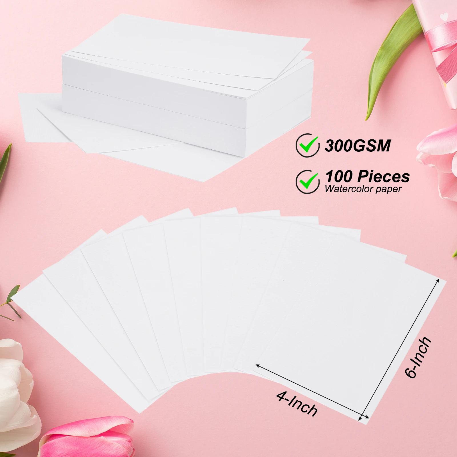 Papel em branco puro algodão aquarela, papel aquarela para pintura de arte, desenho artista, colorir água, 140lb, 300 gsm, 100pcs - Image 1