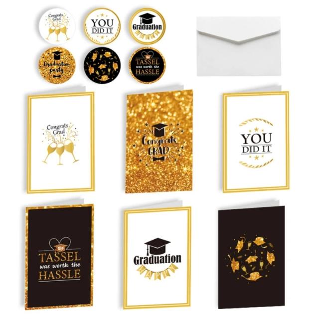 Cartões de Formatura 2024 com Envelopes Adesivos: 6 Designs Exclusivos e Mensagens Personalizadas