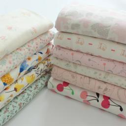 Tecido de malha elástica algodão puro pelo medidor para costurar roupas pano do bebê diy flores grossas dos desenhos animados animal azul macio branco - Image 3