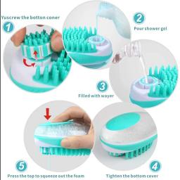 Soft Silicone Pet Shampoo Escova, Massagem Pente, Espuma de Banho, 2 em 1, Chuveiro, Cães, Gatos, Higiene do Cabelo, Limpeza - Image 5
