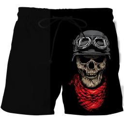 Homens 3D flor crânio estampa calções de praia, shorts de verão, esportes ginásio sunga, maiô seco rápido, calças homme - Image 3