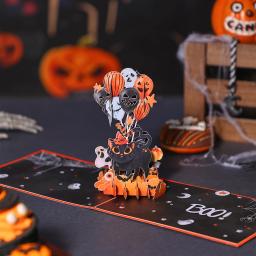 Cartão de Halloween 3D, Balão, Gato Preto, Pop Up, Cartão de Saudações, Cartão Postal, Presentes encantadores para amigos, crianças, casal - Image 1