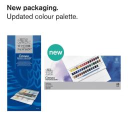 Winsor e Newton-Algodão Conjunto de Tinta Aquarela Sólida, Meia Bandeja com Escova, Artista Portátil Pintura Suprimentos, Full Color, 45 Pcs - Image 6
