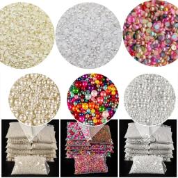 10-1000 pçs abs imitação de pérola contas com furos solto redondo acrílico grânulo gradiente pérola grânulo artesanato meia redonda pérola diy jóias - Image 2