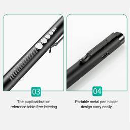 Usb recarregável médica acessível caneta luz mini lanterna de enfermagem led tocha lâmpada com clipe de aço inoxidável bolso lanterna led - Image 2