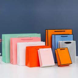 Sacos De Presente De Papel Kraft Marrom e Branco Com Alças, Presente De Aniversário, Sacos De Compras, Saco De Armazenamento De Cosméticos, Saco De Viagem, 10 Pçs/lote - Image 5