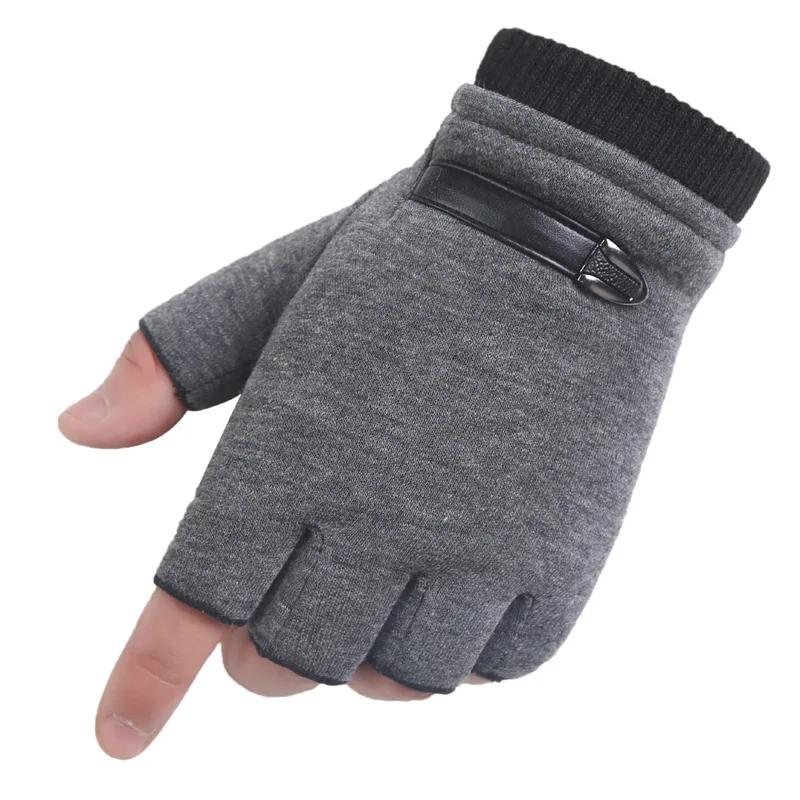 Luvas táticas de meio dedo para homens e mulheres, camurça, grossa, veludo, manter aquecido, mais, grossa, esportes ao ar livre, escalar, ciclismo, dirigir, fitness, inverno - Image 1