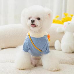 Pulôver de malha de dois pés para cães e gatos, suéter grosso e quente, coelho e cenoura, roupas pequenas e médias, outono e Wi-fi - Image 3