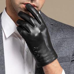 Luvas de couro impermeável para homens, tela sensível ao toque, negócios, dirigir, ciclismo, camada superior, moda - Image 4