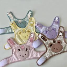 Cute Bear Série Peito Voltar Pet Set, cão pequeno sair tração sombrinha chapéu, Ins cachorro, 5 Cor Checker - Image 2
