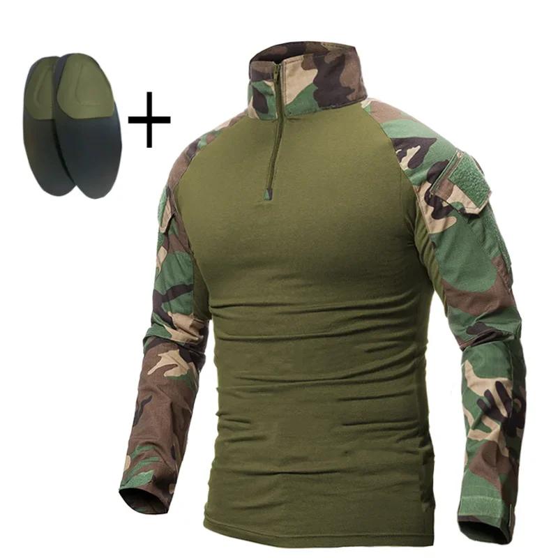 Ternos táticos milita uniforme ternos camo camisas de caça calças de carga com almofadas airsoft paintball caça conjuntos roupas ao ar livre - Image 1