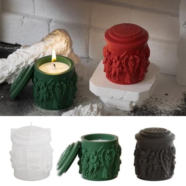 Molde de Silicona para Jarra e Estátua de Anjo com Tampa para Armazenamento - Conjunto Completo de Moldes