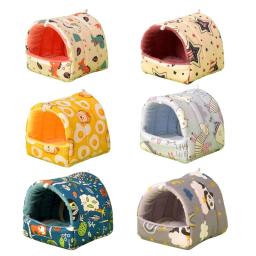 Cama macia para animais estimação, estampa fofa, casa escondida, gaiola inverno, furões, cama dormir, acessório - Image 6