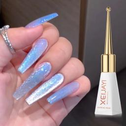 XEIJAYI-Esmalte Gel Magnético Azul, Glitter Reflectivo, Olho de Gato de Cerâmica, Mergulhe UV, Mudas Permanentes, Verniz, Nail Art, 10ml - Image 4