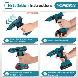 Yofidra 100W 260 °   Pistola de cola quente de alta temperatura para artes e diy ferramenta de reparo de calor elétrica pistola de cola quente para makita 18v bateria - Image 4