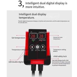 Haste de aquecimento de água ajustável para aquário, aquecedor de aquário, Smart Diving LED Temperature Display, novo, 1200W - Image 3