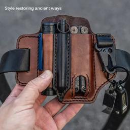 Bolsa de couro multiferramentas para caça ao ar livre, bolsa de armazenamento de ferramentas portátil, capa de couro, bolsa de couro para acampamento ao ar livre - Image 3