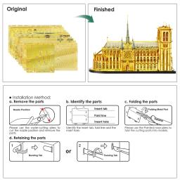 Piececool-Kits de Construção Modelo em Tamanho Grande, Notre Dame de Paris, Metal Puzzle 3D, Brinquedos Criativos DIY, Puzzle, Decoração do Lar, 24cm - Image 4