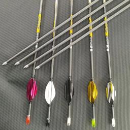 12pçs 30,5 polegadas id4.2mm flecha de carbono puro Spine350-900 com palhetas giratórias de 1,8 polegadas espiral pena arco recurvo caça tiro - Image 2