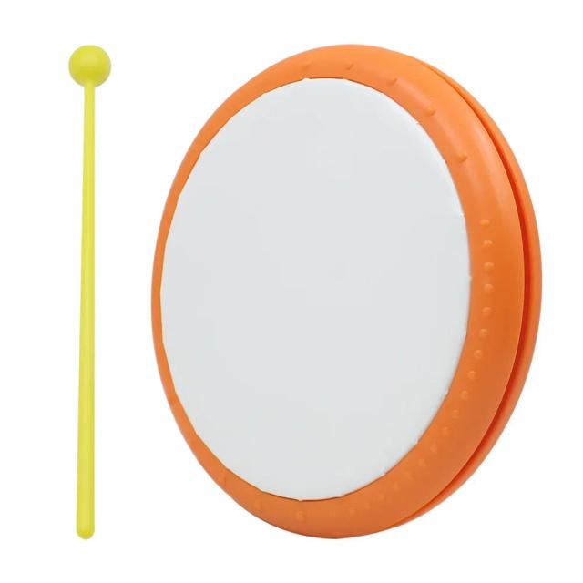 Tambor de Percussão Portátil Alaranjado com Baquetas para Prática de Ritmos Orff