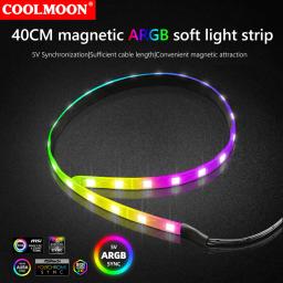 Barra de luz LED para computador desktop, faixa de lâmpada RGB, acessório de decoração RGB, 5V ARGB PC Case, SATA 3Pin, 40cm - Image 1