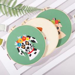 DIY estampado bordado Starters Kits para iniciantes, fácil com padrão, Pug Dog, fios de pano, arte bordada, Cross Stitch Kits - Image 3