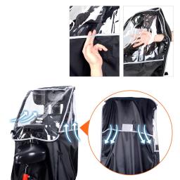 Rainproof Bike Rear Seat Canopy com janela, Windproof Capa para Criança, 78x55x45cm - Image 3