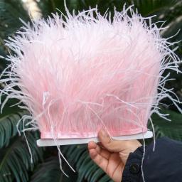 Penas de avestruz naturais para decoração do casamento, pluma fofa tingida, roupas de costura, Carnaval, artesanato franja, 8-10cm, 1m - Image 6