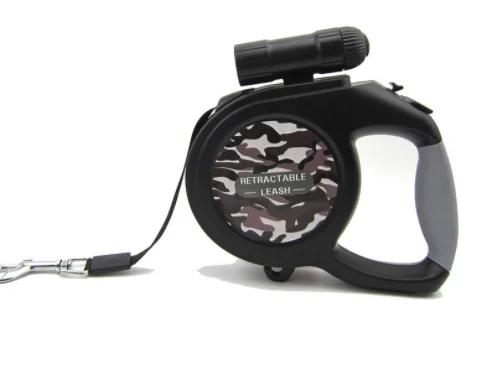 Cão camo trela retrátil com luz extensível automático grande animal de estimação chumbo forte tração corda para cães grandes andando 190 kg - Image 1
