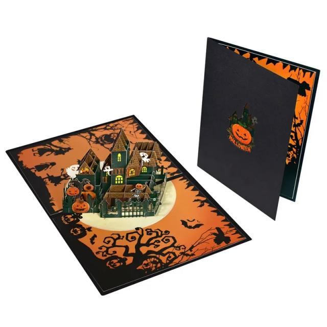 Cartões Pop-up de Halloween 3D: Fantasmas, Castelos e Abóboras para Presentes e Decoração 2024