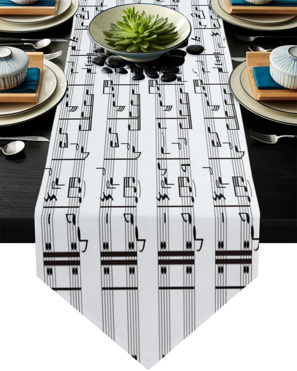 Música, notas, folha de música corredores de mesa moderna jantar buffet cozinha corredor de mesa fazenda rústico festa de casamento decoração - Image 1