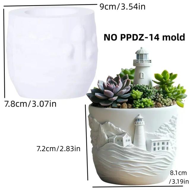 Molde de Silicone Resina Vaso Suculenta Alívio Montanha 1 Unidade