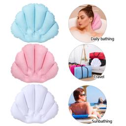 Em Forma de Ventilador Inflável Travesseiro De Banho com Ventosas, Suave Spa Suporte Do Pescoço, Travesseiro De Banheira, Acessórios De Banho, 1Pc - Image 1