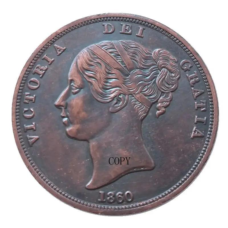 Grande BRITA Victoria datas para escolhido 1 centavo cópia de cobre moeda, qualquer um de 1841-1860, UF42 - Image 1