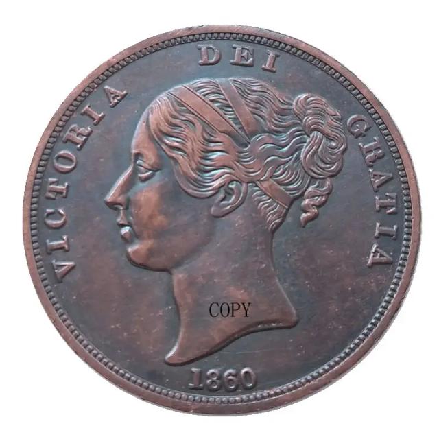 Moeda de cobre de 1 centavo de 1841-1860 da Grande BRITA Victoria - Excelente estado UF42 com datas selecionadas