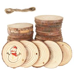 Kit de Fatias de Madeira Natural com Buraco Círculos De Madeira, Fatias De Árvores para Artes e Ofícios, Enfeites De Natal, Artesanato DIY, 30Pcs - Image 1