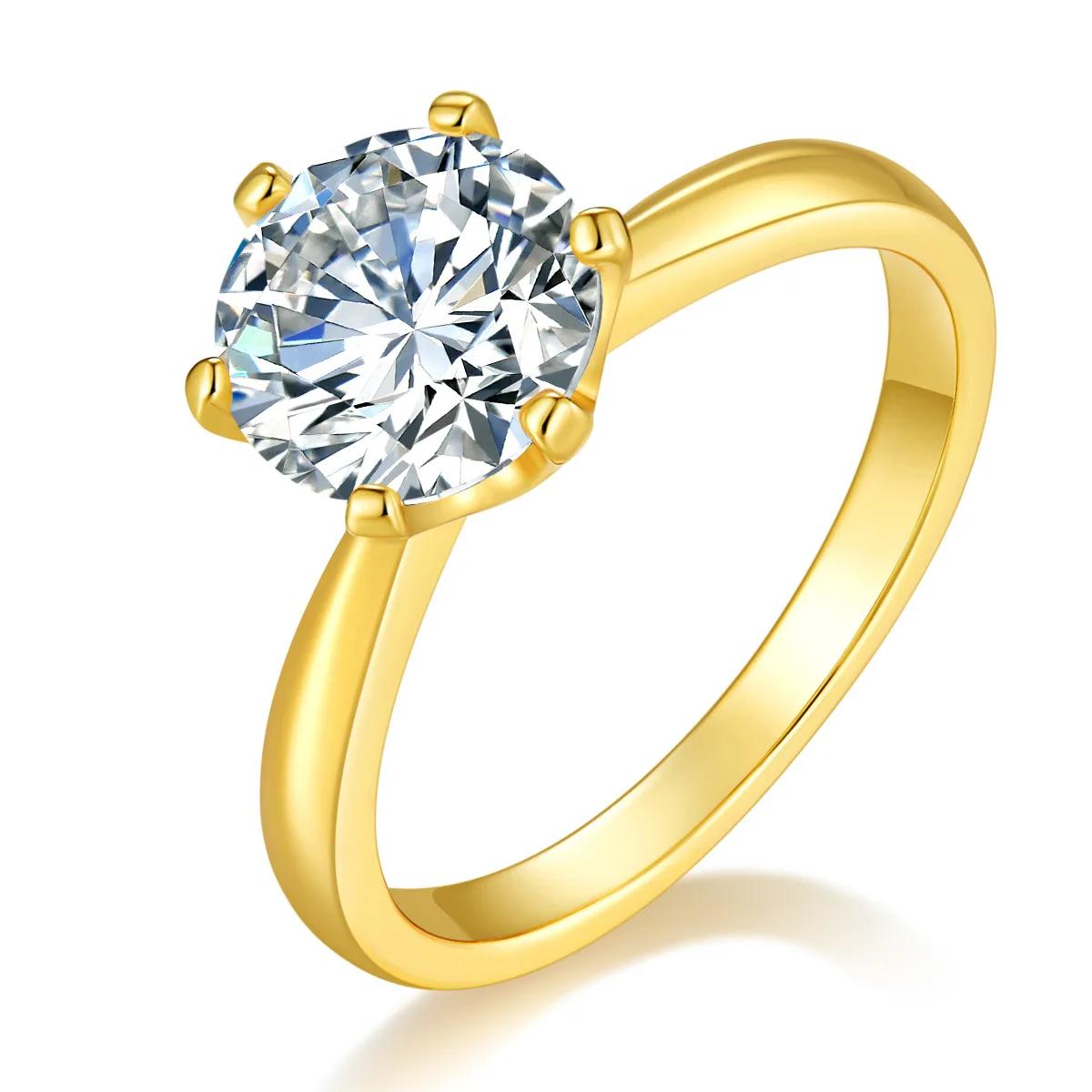 Anel de noivado banhado a ouro 18K em prata Moissanite S925 cor D – presente de dia dos namorados para ele - Image 1