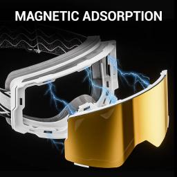 Kapvoe snowboard neve óculos de esqui ao ar livre colorido inverno óculos de esqui uv400 anti-nevoeiro lente magnética snowmobile óculos - Image 4