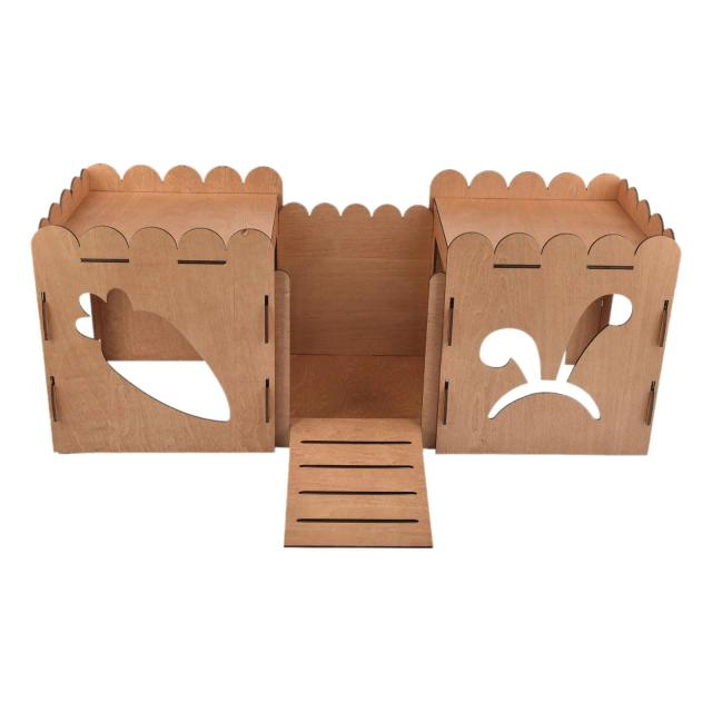 Casa de Madeira Decorativa para Pequenos Animais: Esconderijo e Castelo para Hamsters, Coelhos, Cobaias e Mais