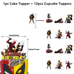 Balões Deadpool e Wolverine, Banner Feliz Aniversário, Decoração De Festa, Toppers De Bolo, Talheres Descartáveis, Adesivo De Herói De Fundo - Image 4
