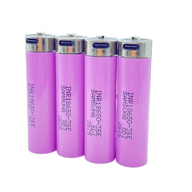 3.7v INR18650-35E 3500mah bateria recarregável li-ion usb TYPE-C porta de carregamento suporta reverso para brinquedos elétricos navalhas