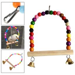 1 pc papagaio balanço pássaro balanço brinquedo gaiola de papagaio brinquedo com contas de plástico sino pendurado no balanço para pet brid suprimentos pet família suprimentos - Image 4