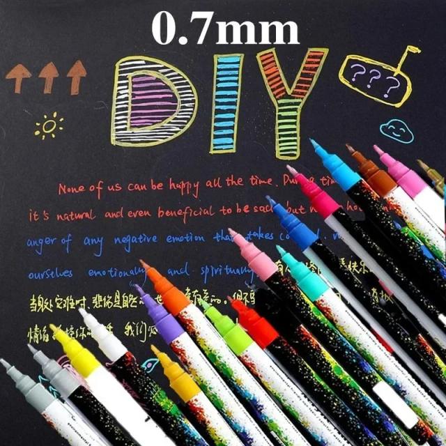 Conjunto de Tinta Acrílica para Arte em Cerâmica, Vidro e Tecido - 18 Cores com Marcadores Detalhados de 0,7mm